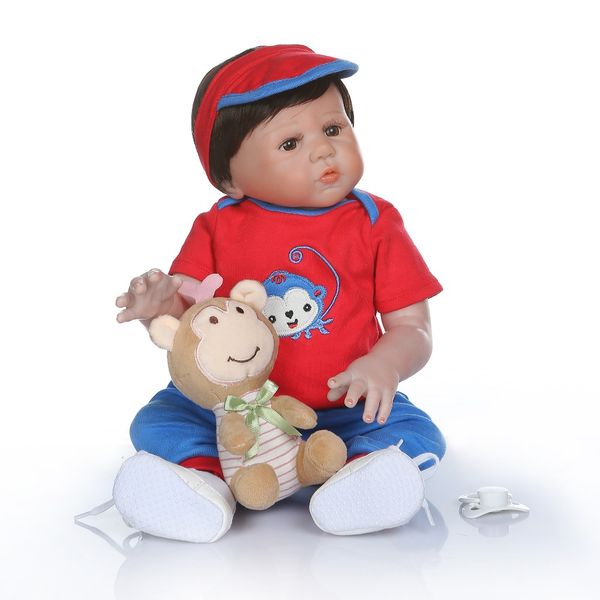 

48 см bebe кукла реборн baby boy всего тела силиконовые игрушки для ванной 100% ручной подробный живопись розовый взгляд детские игрушки для