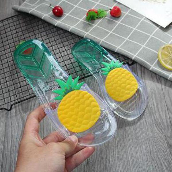 

yauamdb kids slippers summer girls flip flops shoes flat soft bottom cartoon fruit breathable transparent children shoes ly14, Black;grey