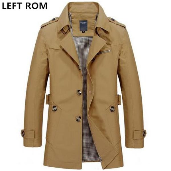 

left rom fashion men are upscale in winter slim fit casual trench coat/male pure color pure cotton long jackets, Tan;black