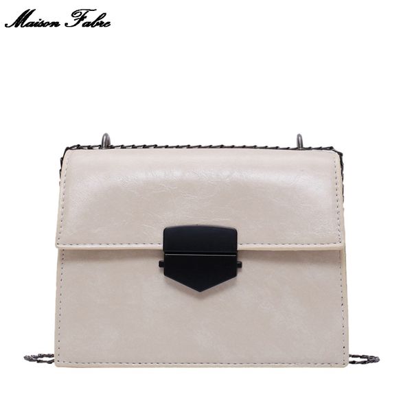 

maison fabre 2019 fashion women's trend large capacity leather solid color shoulder bag messenger bag chain