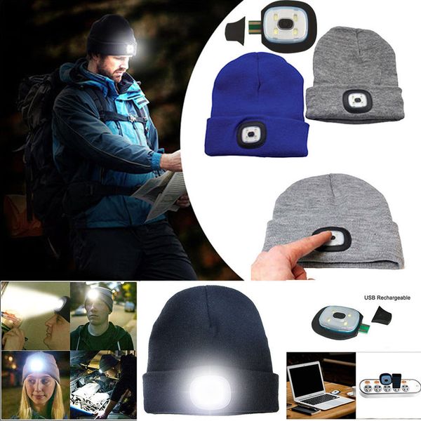

high powered led light beanie hat with usb rechargeable for outdoor camping hiking aic88
