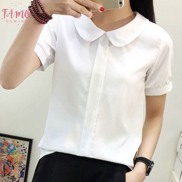 

korean 2019 fashion chiffon ruffles women shirts lady white shirts o neck short long sleeve blouse shirt female blusa women