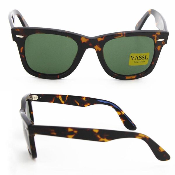 

2pcs classic vassl sunglasses for women sports style angle tortoise frame green uv400 mens sunglasses 50mm lens with box, White;black