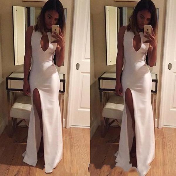 

blue simple sheath evening dresses v neck high side split floor length formal dress evening gowns prom party gowns, Black