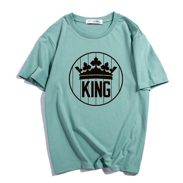 

e-baihui 2021 men king t-shirts summer style cotton men's t-shirt crown print tees fashion casual o collar shirt t-120, White;black