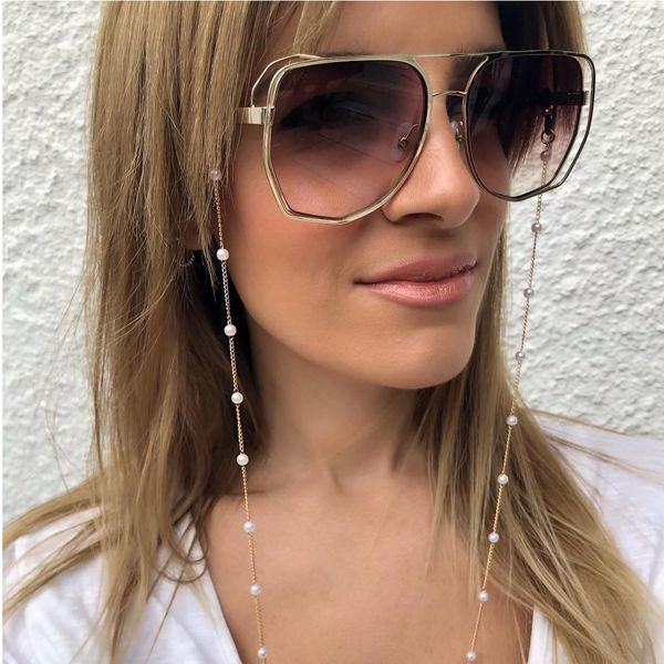 

european and american jewelry fashion simple pearl glasses chain
