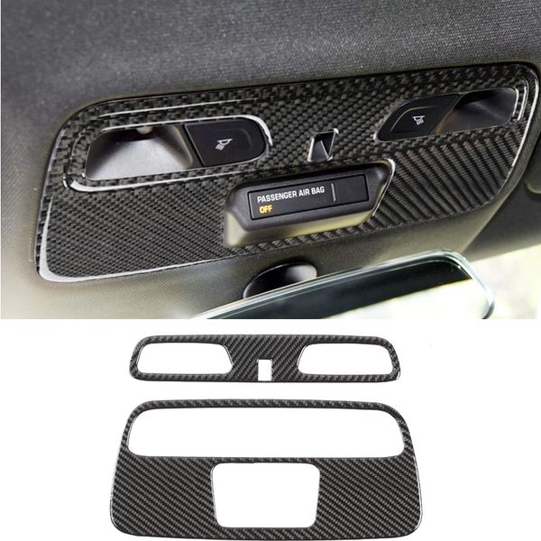 

carbon fiber roof reading lamp cover decoration kit for chevrolet camaro 16+ interior accessories