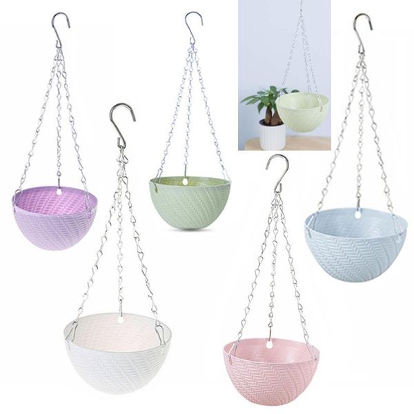 

1 pcs plastic chain basket home flower pot planter hanging decoration creative plant garden