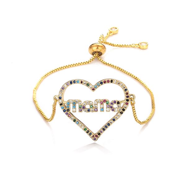 

браслет золотых мод женской радуги матери cz красочного циркон браслет ювелирных изделия регулируемой цепи для женщин, Golden;silver