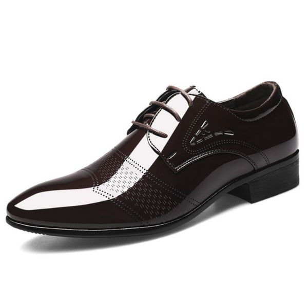 

formal shoes men genuine leather plus size dress shoes men classic coiffeur italian dress office brown ayakkabi, Black