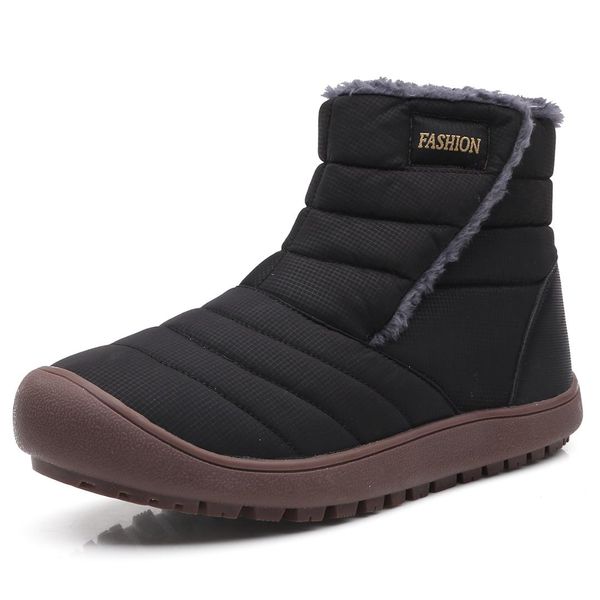 

2019 fashion winter men boots waterproof comfortable snow boots fur warm winter ankle shoes men footwear male lightweight, Black