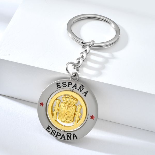 

vicney silver espana letetr key chain spanish national emblem zinc alloy keychain spain souvenir keyring key ring for men friend
