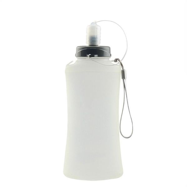 

750ml travel sealed leak proof soft portable silicone outdoor sports collapsible water bottle large capacity with lanyard loop