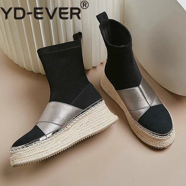 

thick bottom soft sheep leather mixed colors women shoes round toe high heels winter warm leisure mid-calf boots l01, Black