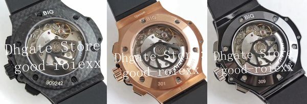 

6 style 44mm rose gold men's watches mens automatic cal.4100 chronograph valjoux men hbbv6 factory rubber sport eta carbon fiber dial w, Slivery;brown