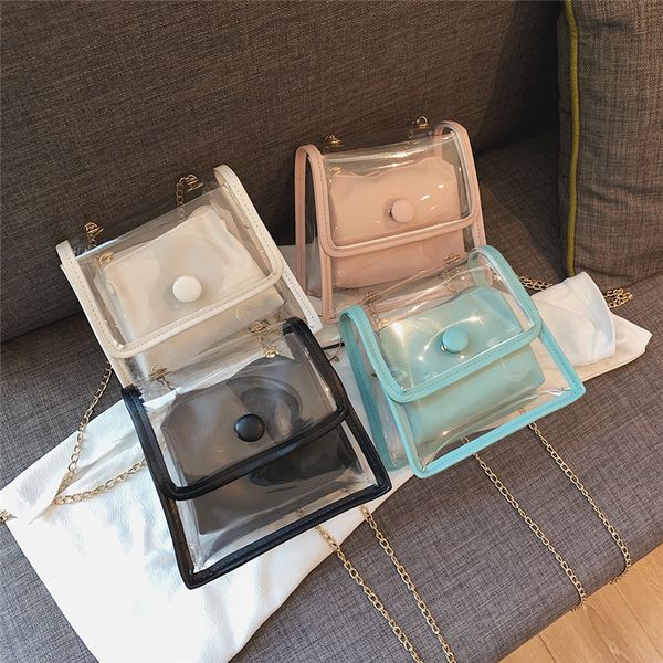 

new mini jelly bag candy color clear transparent pvc messenger bag simple fashion cross body 2019 summer small flap a1