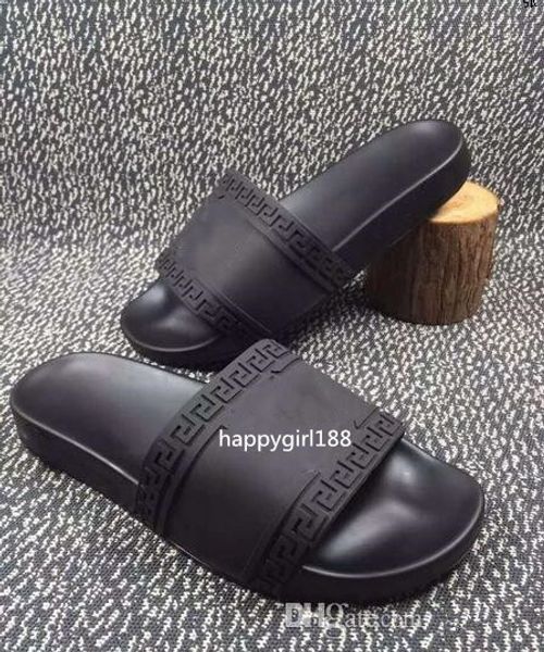

new men designer slipper gear bottoms mens striped sandals causal non-slip summer huaraches slippers women flip flops slipper us 5-12, Black