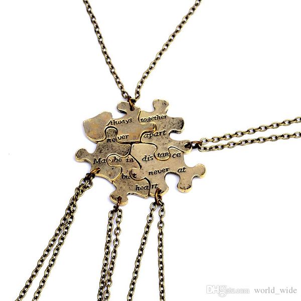 

always together never apart set for 5 puzzle friends forever family friendship bff jewelry for 5 keepsake memorial gift, Silver