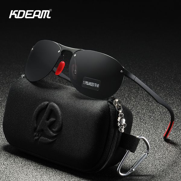 

kdeam rimless oval men's sunglasses polarized tr90 material frame tac polarization lense soft rubber foot cover cx200706, White;black