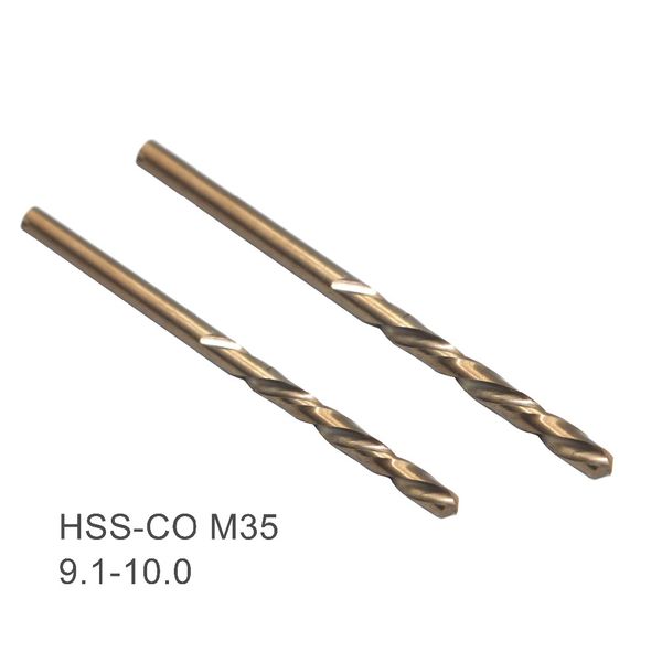 

2pcs twist drill bits 9.1 9.2 9.3 9.4 9.5 9.6 9.7 9.8 9.9 10mm hss-co m35 cobalt steel straight shank for stainless steel
