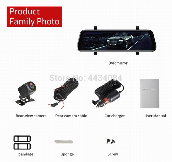 

ouchuangbo 10 inch streaming media rear-view full screen dvr mirror with dual channel support parking monitoring loop recording car dvr