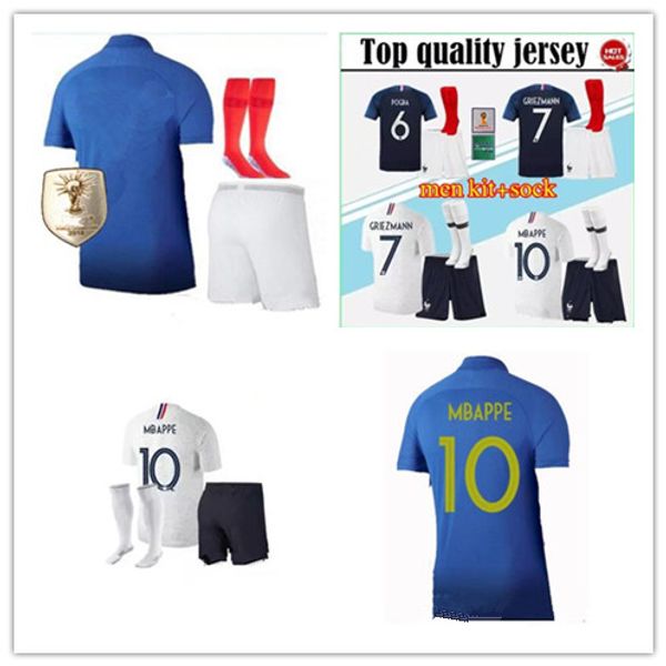 

100 years frances world cup Jersey MBAPPE GRIEZMANN POGBA mbappe soccer jersey 18 19 20 franch adult DEMBELE MARTIAL football shirts