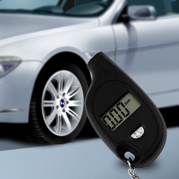 

1pc mini portable keychain lcd digital car tire tyre air pressure gauge auto motorcycle test tool(with cell lithium battery