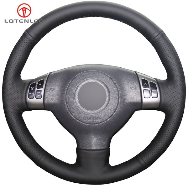 

lqtenleo black artificial leather hand-stitched car steering wheel cover for sx4 alto swift old swift splash agila