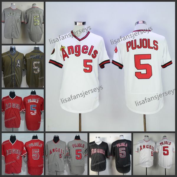 

mens 5 albert pujols 2018 baseball jerseys home away road embroidered pujols 5 white red gray stitched 2018 baseball jersey, Blue;black