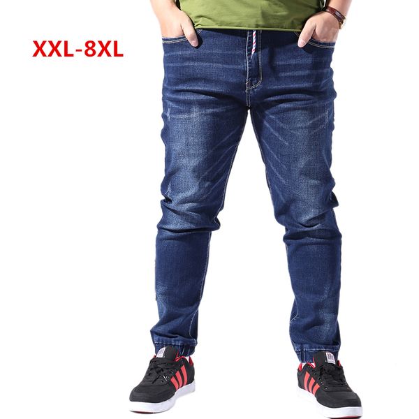 

icpans plus size xl-8xl denim jeans men straight jogging men jeans male classic stretch skinny slim fit pants, Blue