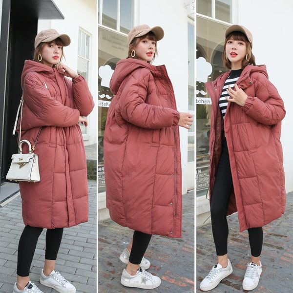 

ins bread cotton-padded jacket woman thickening student winter loose coat down cotton-padded clothes serve girls long fund, Black