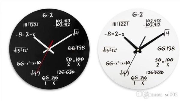 

mathematics formula wall clock living room retro decorate clocks home supplies sturdy and durable black white creative wooden 25nsc1