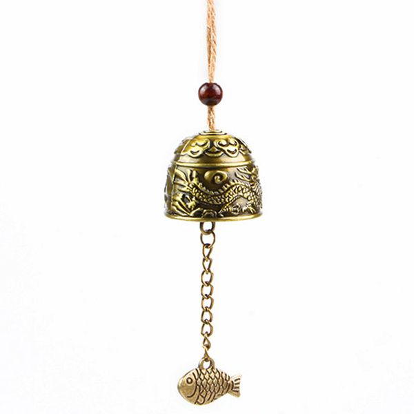 

garden antique handicrafts gift good luck bless hanging ornament wind chimes dragon fengshui bell home vintage bronze fish