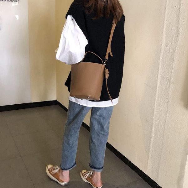 

bag women's bag new 2020 simple large capacity bucket mother student korean version versatile one shoulder messenger
