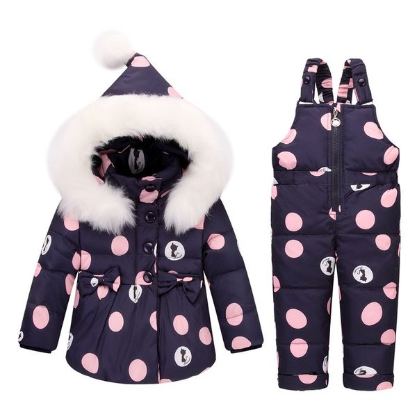 

качество зима девушки одежда устанавливает мода пуховики дети snowsuit теплый с капю