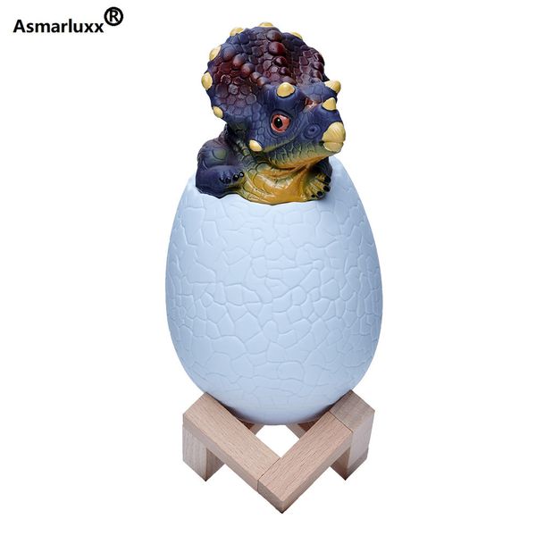 

3d tricera dinosaur night light 16 colors dinosaur egg lamp for children gift usb remote control / touch / pat night light