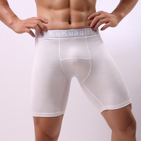 

men's underwear boxer briefs premium cotton long leg trunks underwear u convex wicking boxers underpants breathable pouch plus size, Black;white