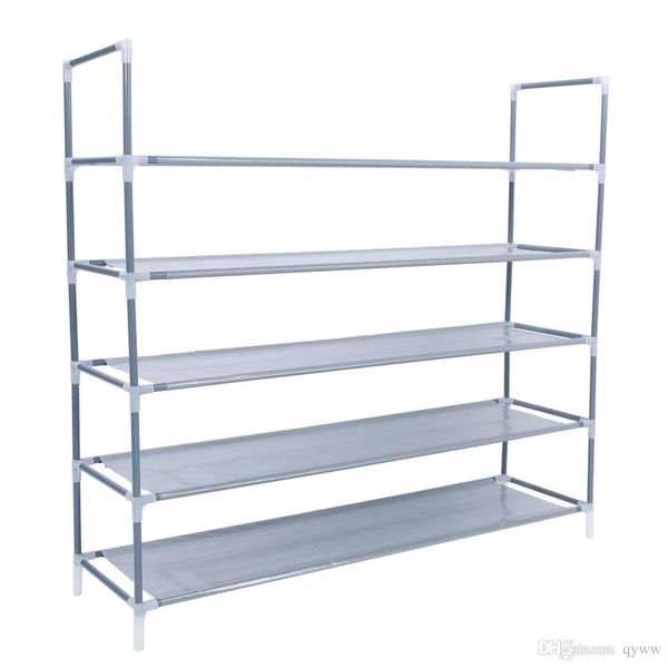 

fashionable nice-looking simple assembly compact concise ultra-light and portable 5 tiers non-woven fabric shoe rack with handle gray