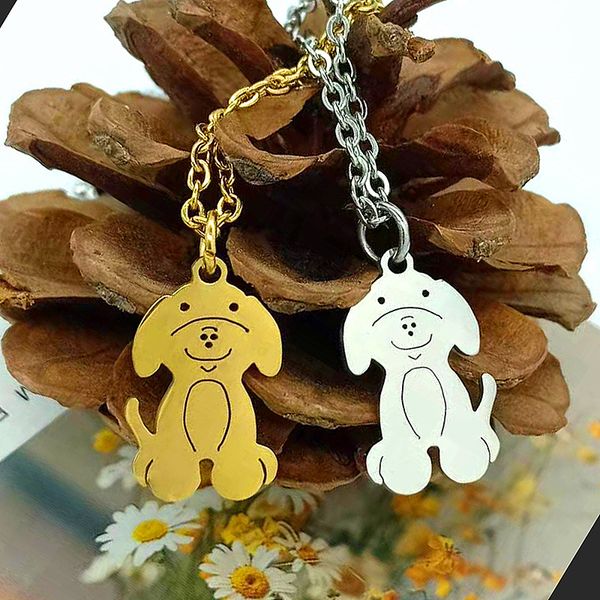 

simple stainless steel necklace dog shape pendant necklace fashion men women christmas gift jewelry, Silver