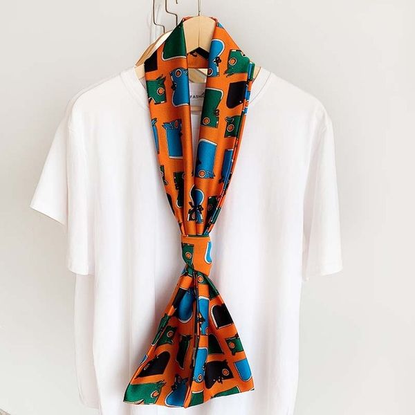 

140cm*14cm 2020 new spring autumn professional decorative scarf tie long soft scarf versatile elegant small scarf, Blue;gray