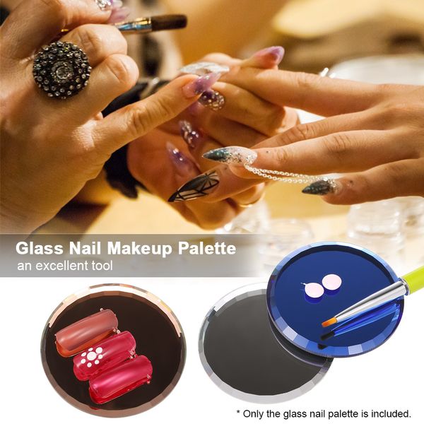 

glass nail makeup palette false nail tips eyelashes extension showing practice board holder manicure tool, Silver