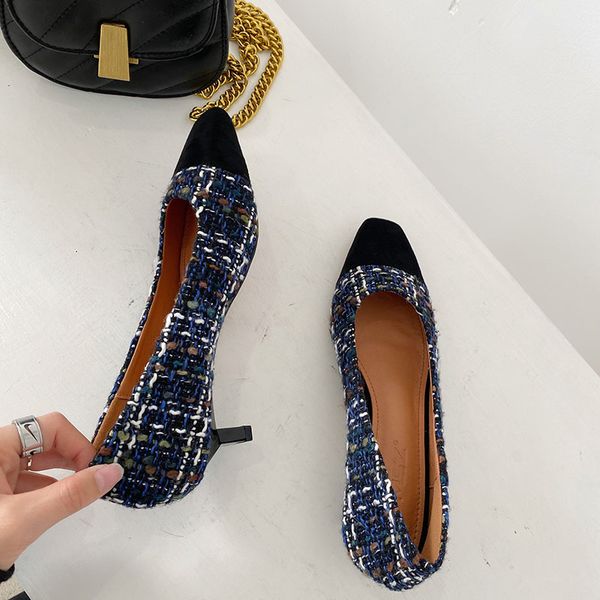 

casual heels women's low-heeled shoes sandals ladies slip om branded pumps lace-up shallow mouth square toe comfortable and, Black