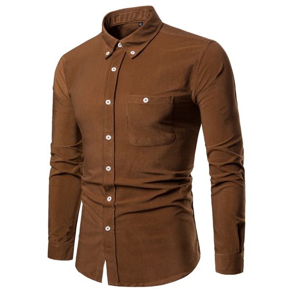 

men spring autumn business casual corduroy long sleeve shirts male fashion slim fit dress shirt homme chemise plus size 5xl, White;black