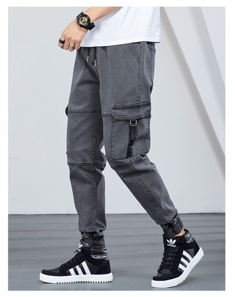 

pantalones hombre jeans para hombre plus size calca jeans masculina loose tooling harem pants korean skinny men plus size, Blue