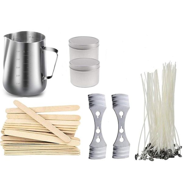 

candle making kit includes 550 ml stainless steel melting pot, pre-wax candle wick, wick center equipment, candle pot and stir s