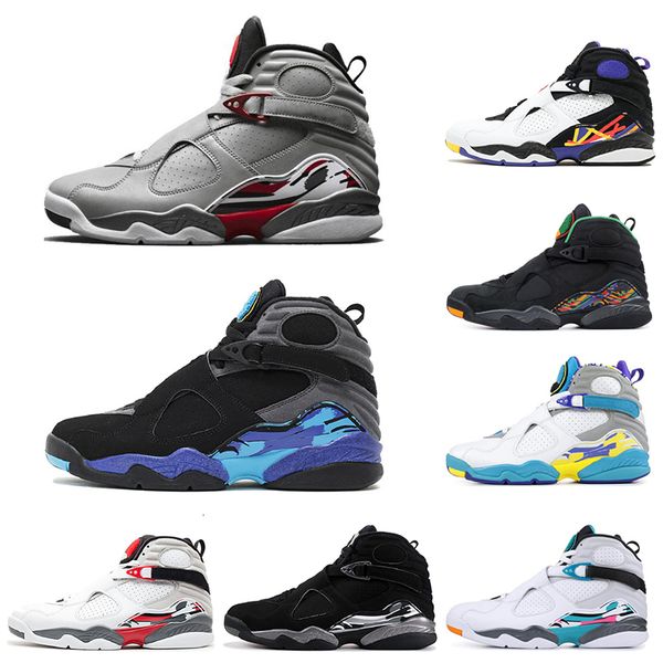 

valentines day aqua white black 8 8s men basketball shoes chrome countdown pack 3 peat viii mens trainers sports sneaker size 7-13