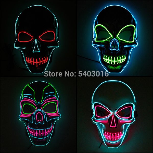 

halloween party mask skeleton светящийся led mask neon el провода scary light up косплей маски glow in the dark