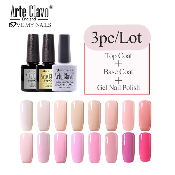 

arte clavo uv pink series 3pcs/kit nail polish set for manicure gellak hybrid nails art base coat prime gel nail polish, Red;pink