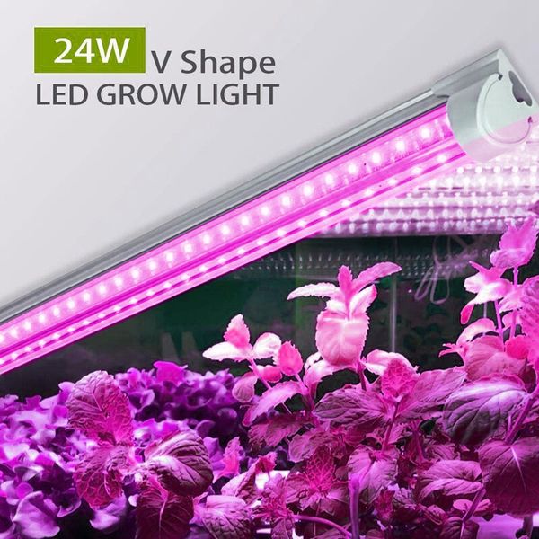 LED cresce luzes T8 V-Shaped Integração Tubo Full Spectrum planta crescer luz para plantas medicinais e Bloom Fruit Cor-de-rosa