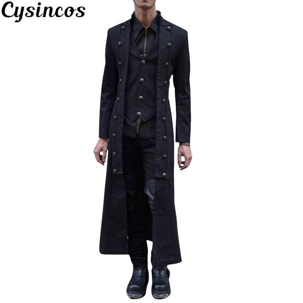

cysincos 2019 mens medieval jacket pirate costume tailcoat renaissance steampunk gothic victorian tuxedo halloween coats, Black;brown
